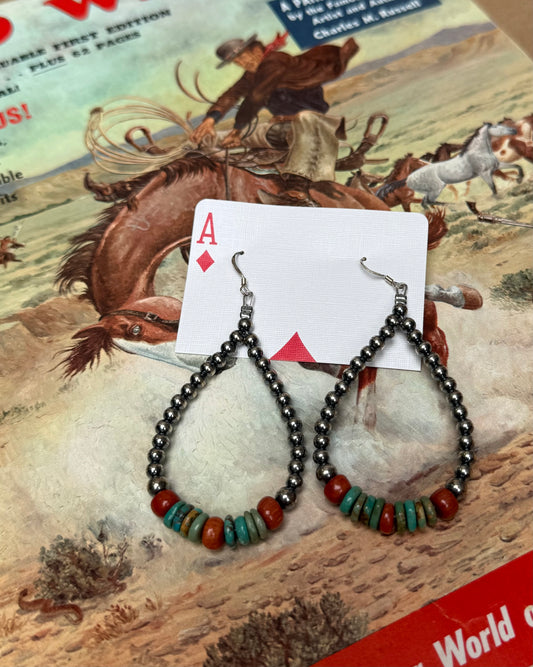 Sterling Silver Teardrop Earring Turq Corral