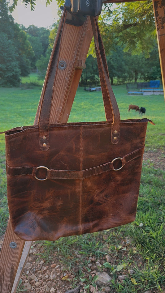 Rustic Leather Tote Bag