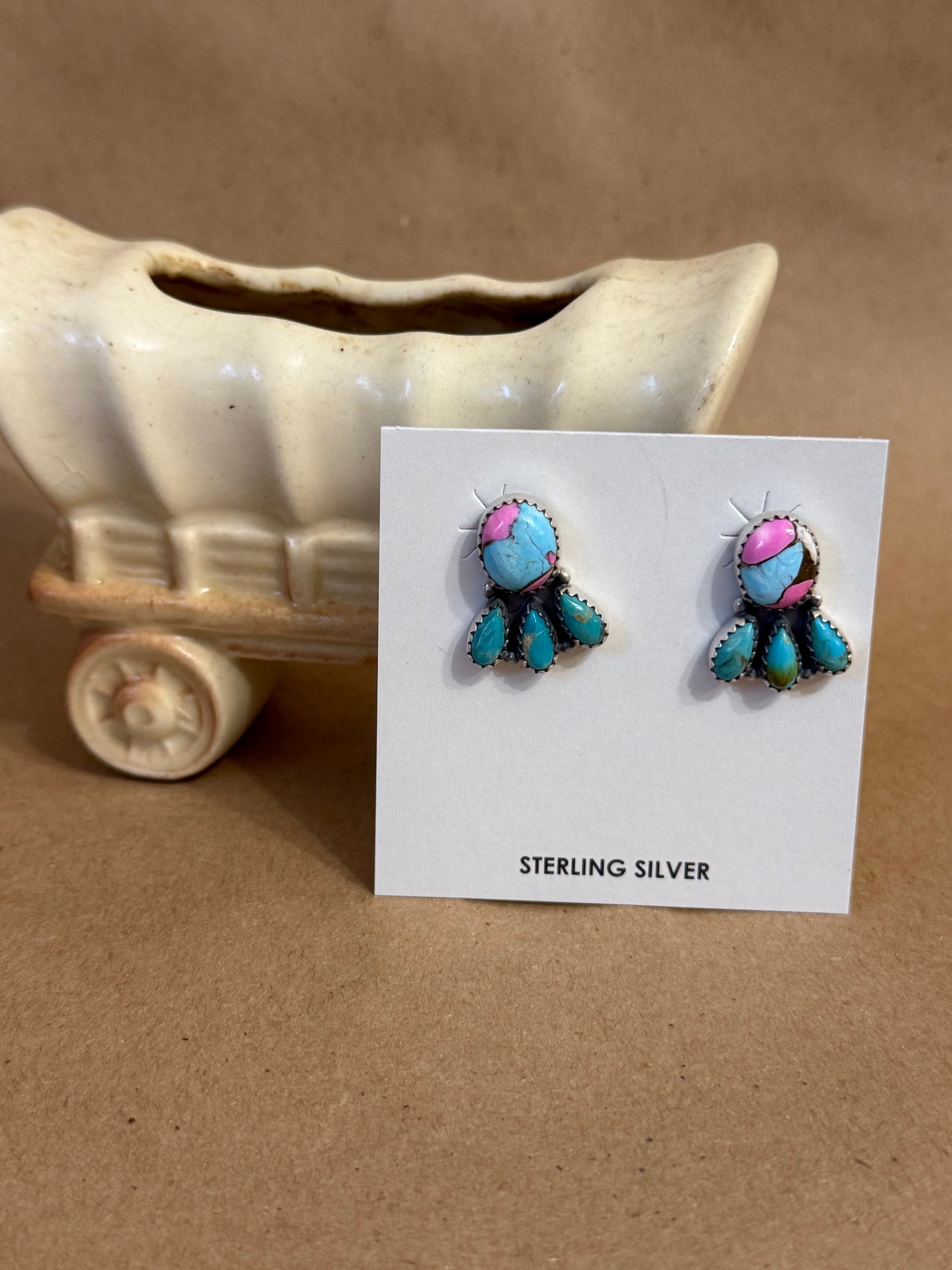 Sterling Cotton Candy w Kingman Earrings