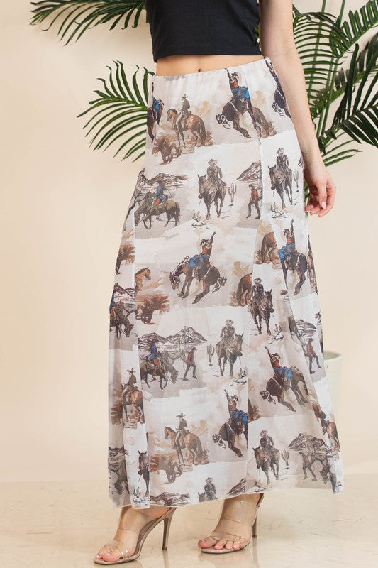 Western Cowboy Maxi Skirt