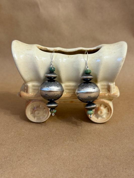 Stamped Navajo Pearl Earrings