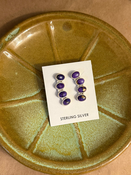 Purple Genuine 4 stone Earrings