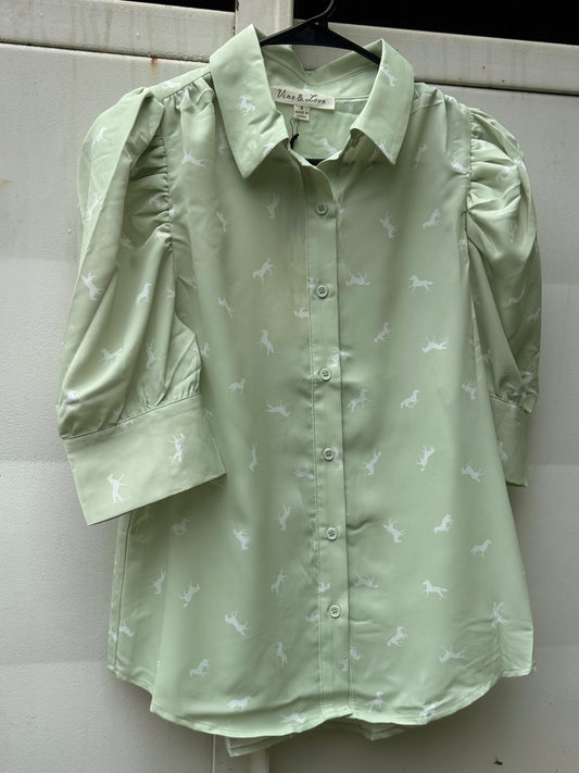 Sage Pony Button Down